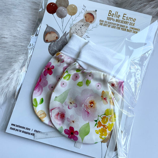 Mulberry silk baby mittens - Anti scratch/ eczema relief (Mittens only) - Hana