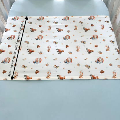 Mulberry silk baby cot slip/sleeve with measurement, bear pattern