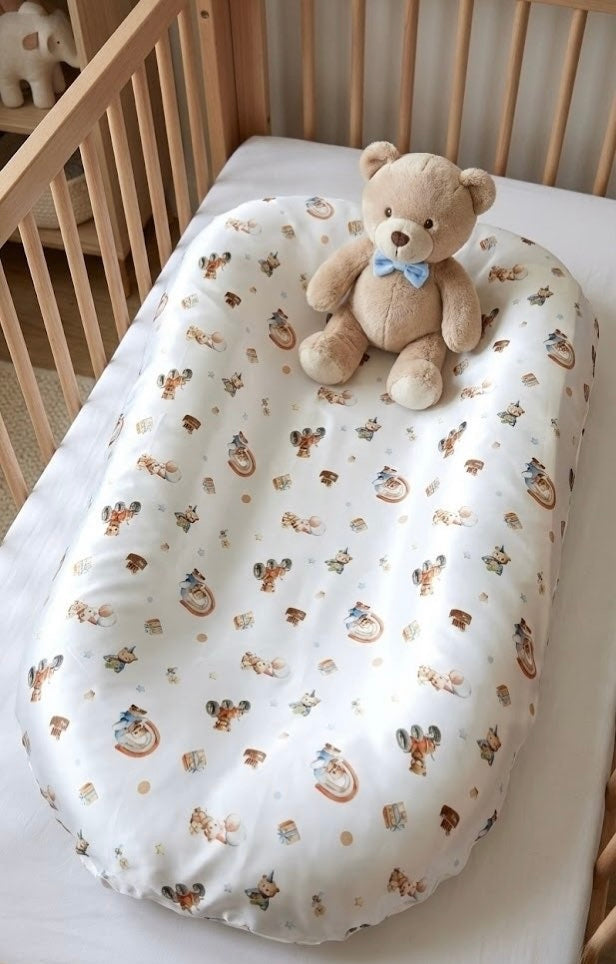 Mulberry Silk Baby Lounger Cover/ Bassinet Sheet - Bear-y Sweet Moments