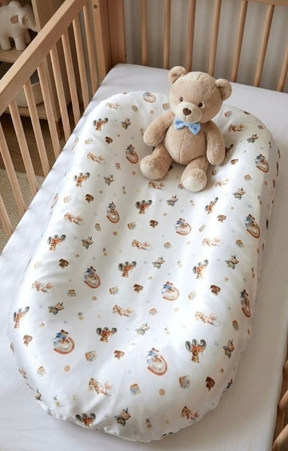 Mulberry Silk Baby Lounger Cover/ Bassinet Sheet - Bear-y Sweet Moments