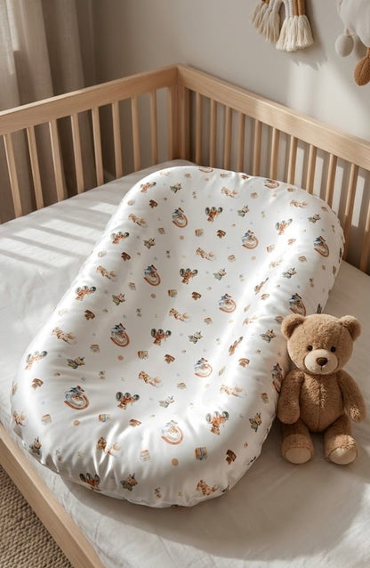 Mulberry Silk Baby Lounger Cover/ Bassinet Sheet - Bear-y Sweet Moments