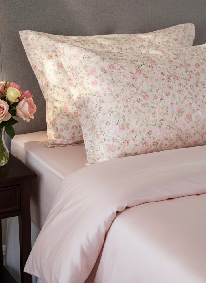 100% Mulberry Silk Pillowcase - Hermosa Ditsy Rose Pattern