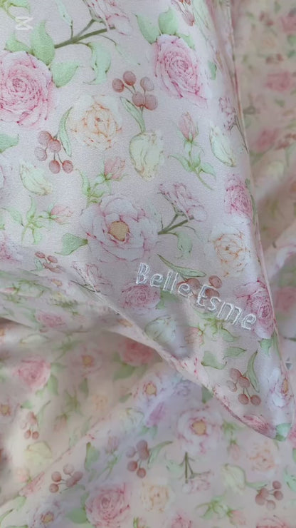 100% Mulberry Silk Pillowcase - Hermosa Ditsy Rose Pattern